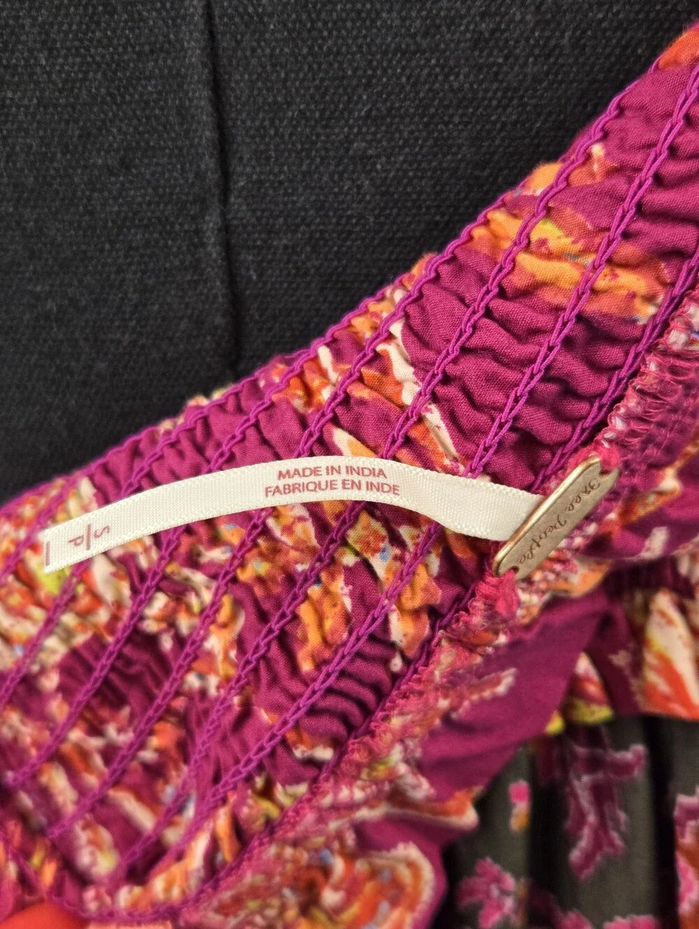 Free People Bluebell Maxi Dress Magenta Combo Floral Boho Smocked Pockets Sz S - Picture 14 of 16